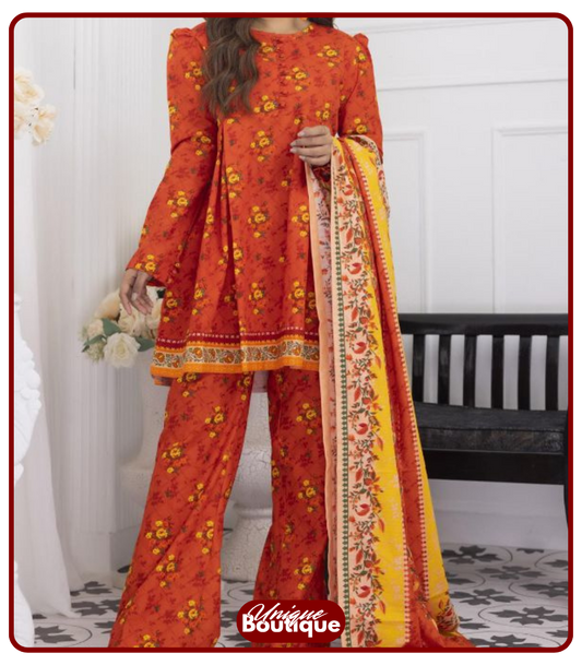 Regalia Khaddar – Angori Printed 3-Piece Winter Suit